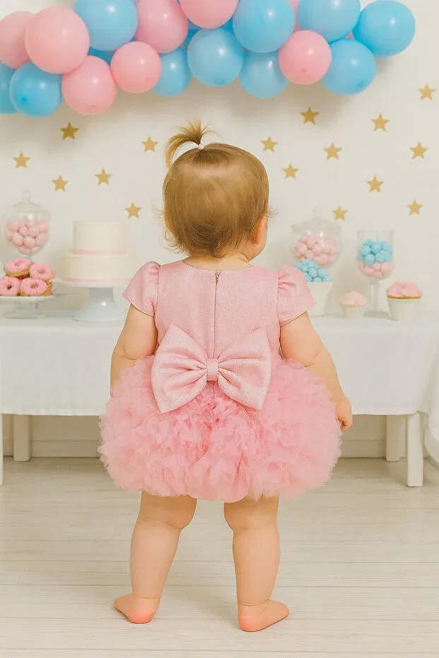Детское платье для девочек с коротким рукавом Tutu short sleeve baby girl dress 2Kids2Mom, Pink — фото 2