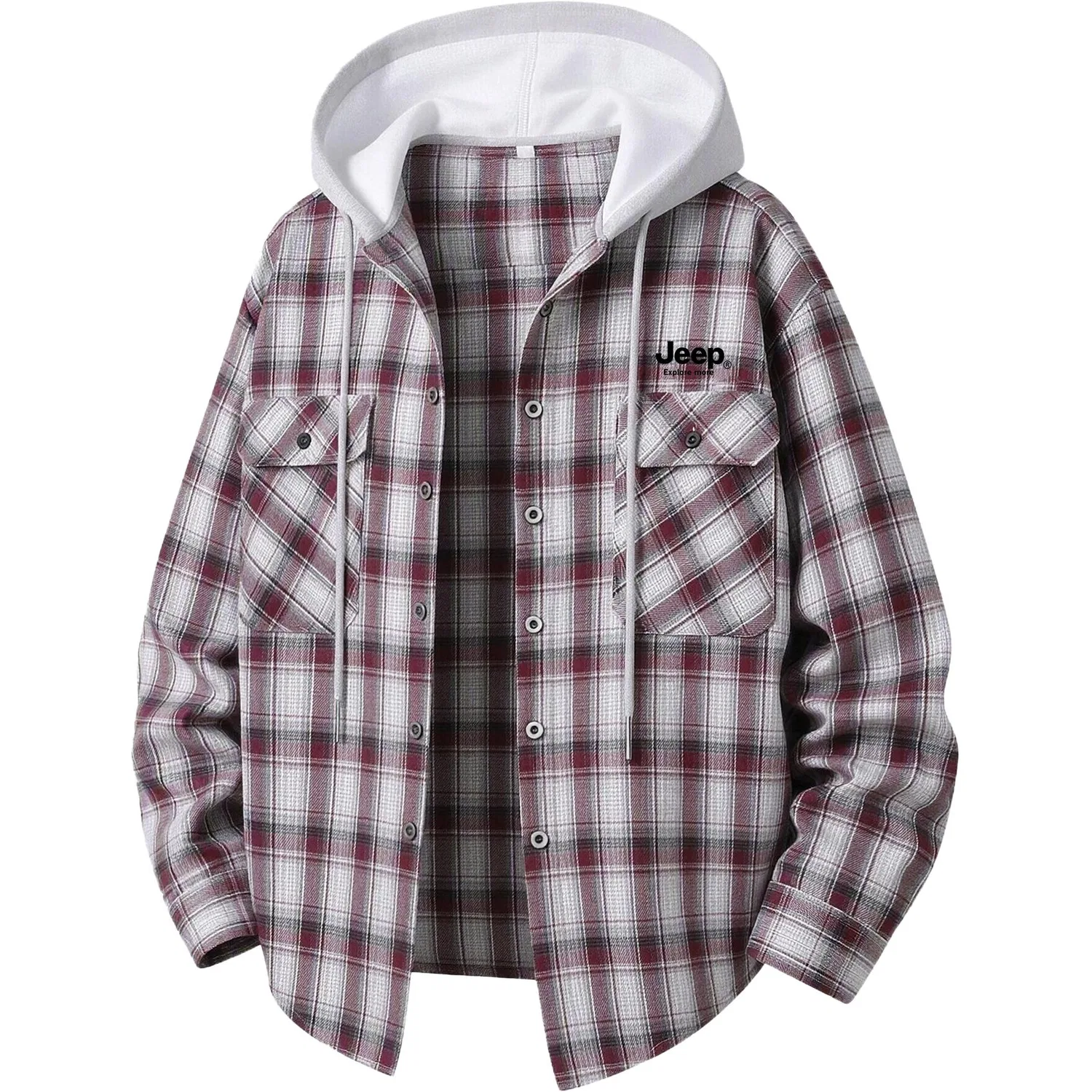 Детская рубашка с капюшоном прямого кроя Red Plaid Jeep