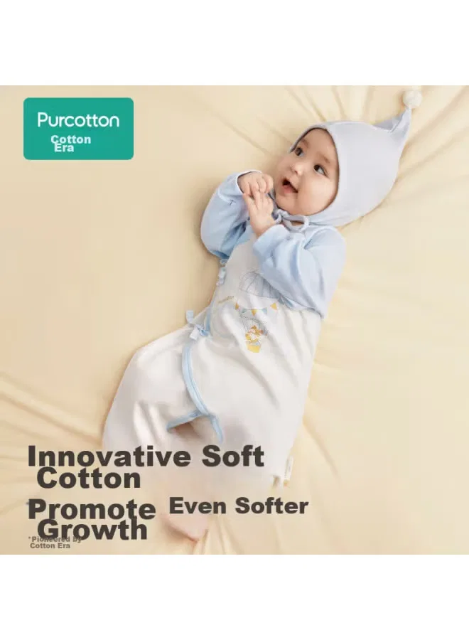 Боди-комбинезон антибактериальный из хлопка для новорожденных Purcotton, голубой — фото 2