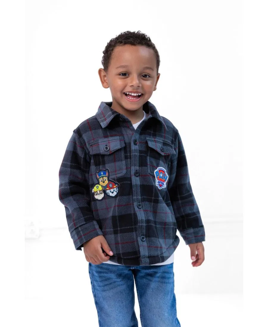 Фланелевая рубашка-куртка с подкладкой из шерпы Paw Patrol Chase Marshall Plaid Paw Patrol, Heather Navy — фото 3