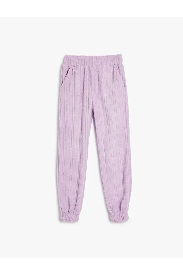 Детские спортивные штаны для девочек с карманами Fleece sweatpants jogger with pockets and elastic waistband Koton, Lilac — фото 3