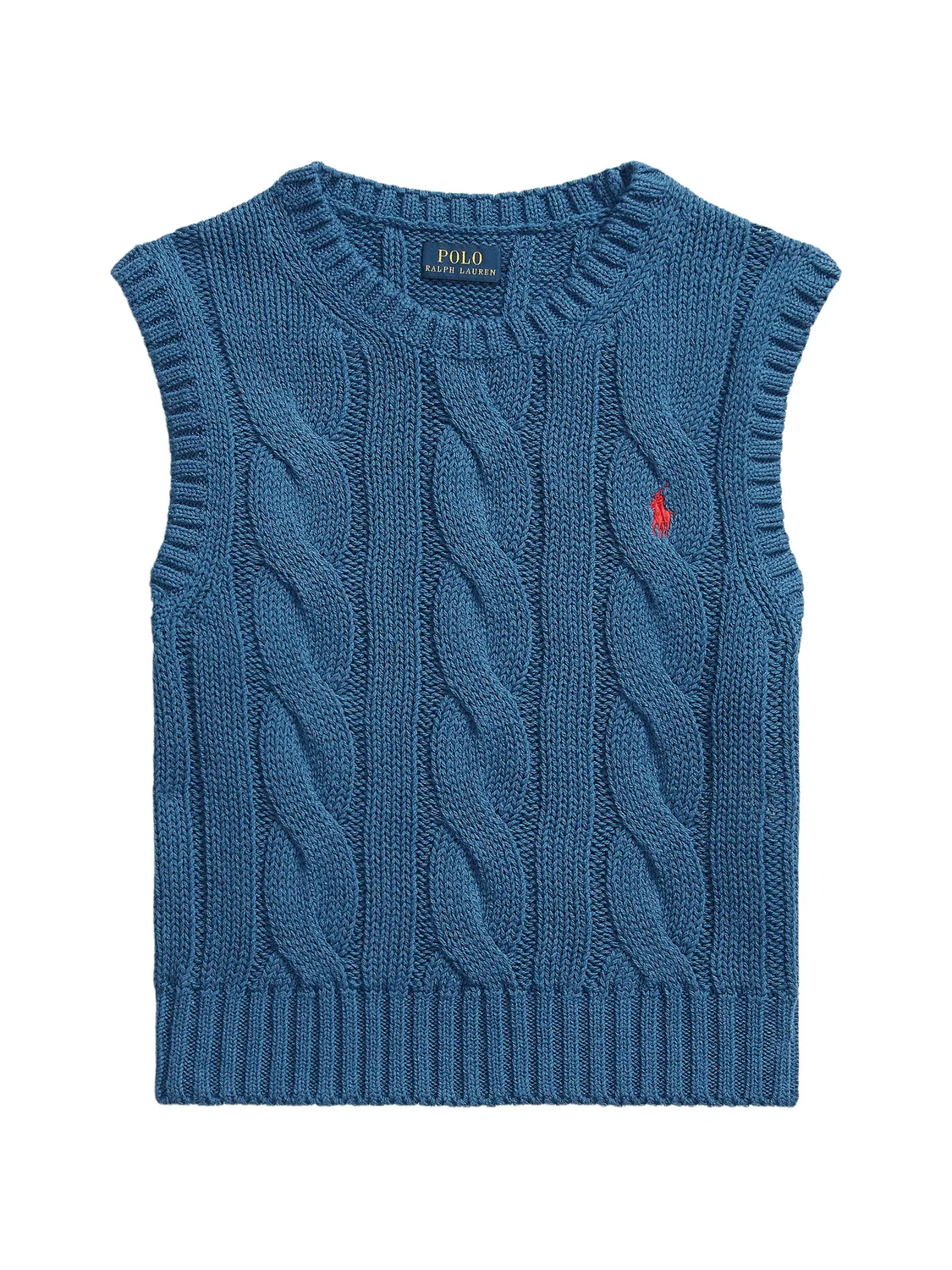 Хлопковый вязаный топ с вышитым логотипом Polo Ralph Lauren, синий