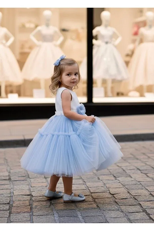 Детское платье для девочек цветочное с принтом Design Miaras Baby, Blue — фото 2