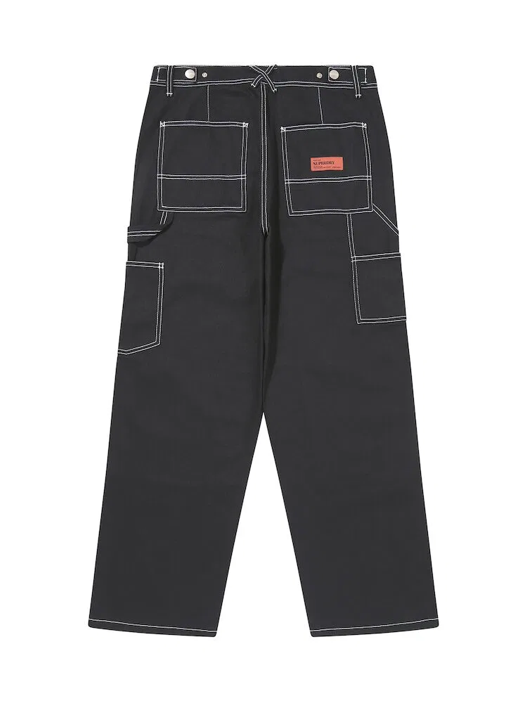 Брюки прямого кроя Double Knee Cotton Work Pants SUPERDRY, Black — фото 4
