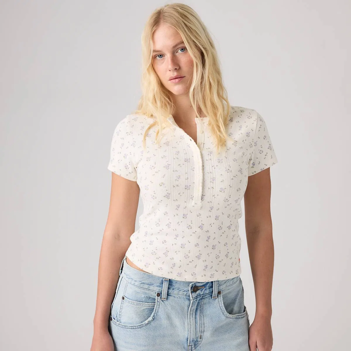 Рубашка-Поло с коротким рукавом из хлопчатобумажной ткани Levi's, Isabel Floral Egret - Purple