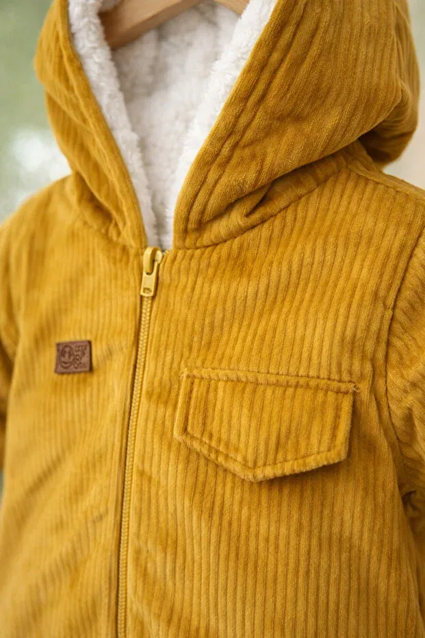 Детский комбинезон-астронавт с капюшоном из вельвета на флисе Unisex Bymurat Baby, Orange — фото 3