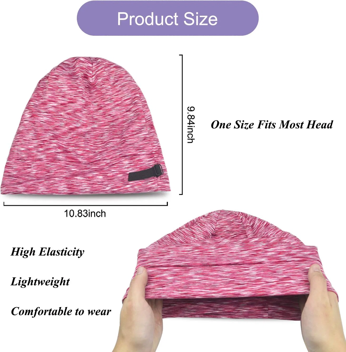 Шапочка для душа Satin Lined Nightcap, 2 шт, RYEETO, Красный+Фиолетовый — фото 3