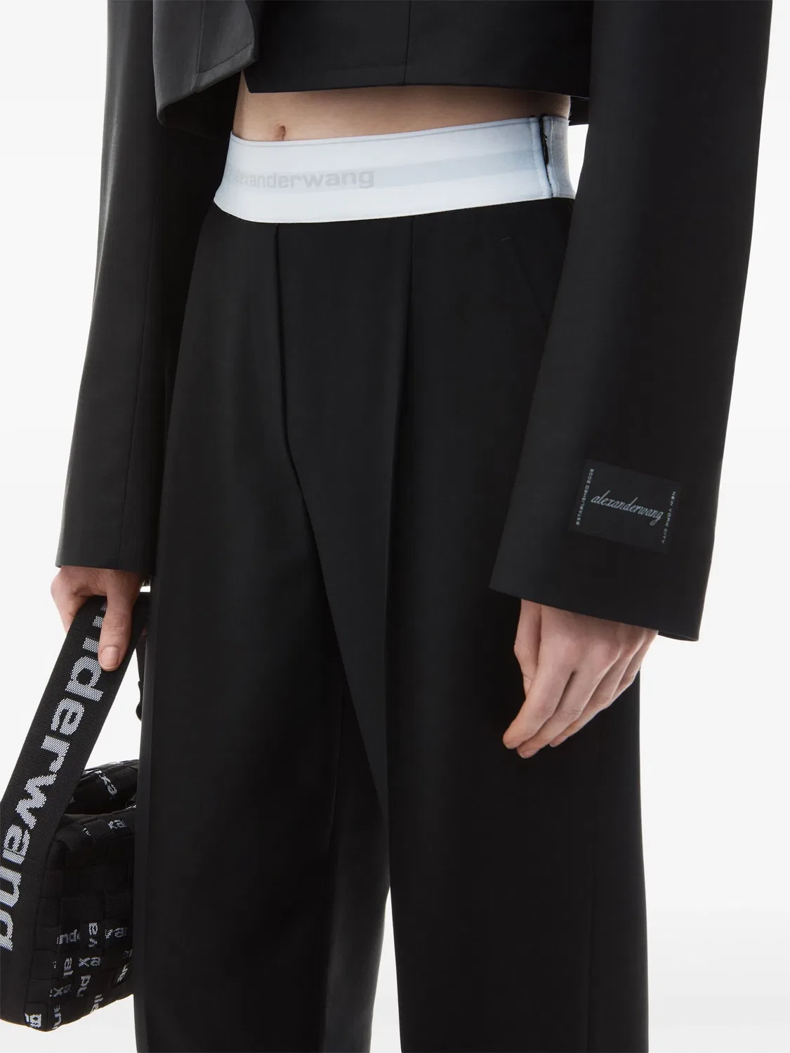 Брюки с plissee и логотипом на поясе Alexander Wang, черный — фото 2