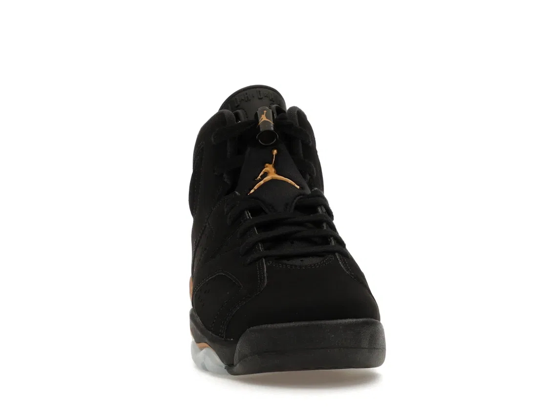 Детские кроссовки для мальчиков с замком-шнуровкой Jordan 6 Retro Jordan, Black/Metallic Gold — фото 2