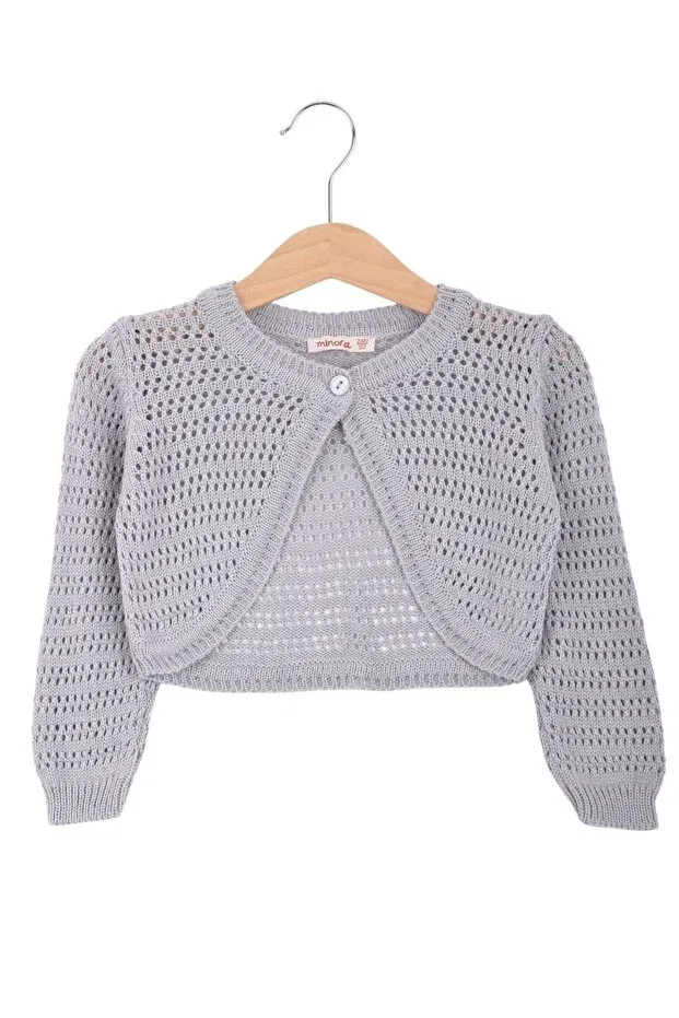 Детский для девочек кардиган ажурный Minora, Gray