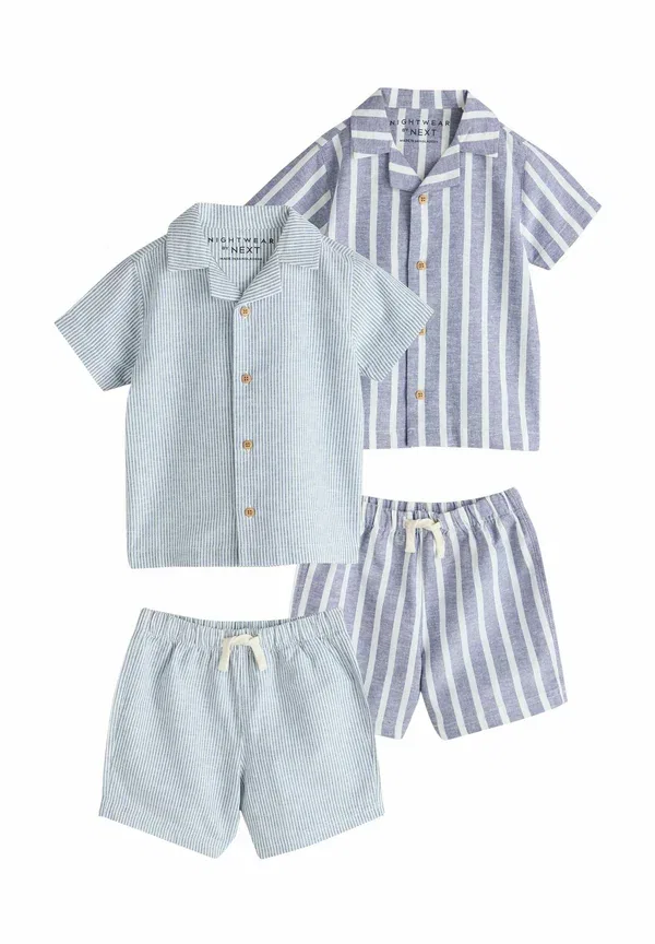 Пижамный набор с коротким рукавом, полосатый, Regular fit, Next, blue/white stripe, белый