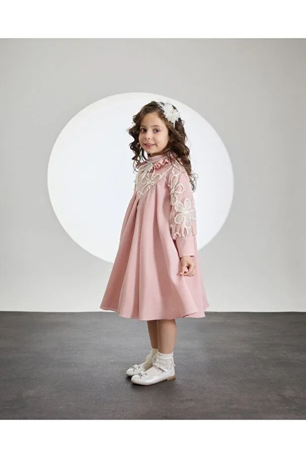 Детское платье для девочек кружевное Miss Lorin Kids, Pink — фото 3
