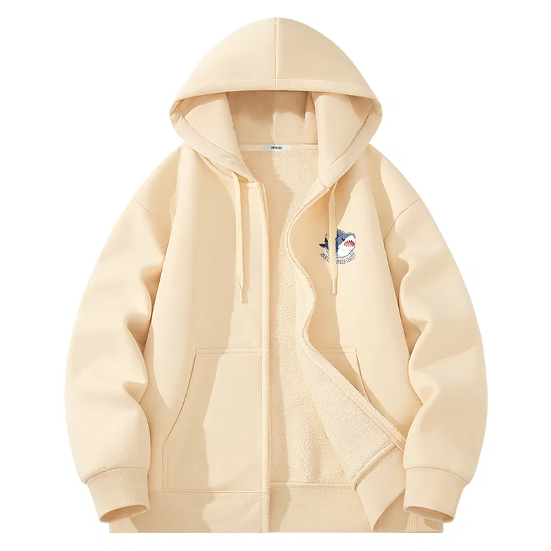 Детский свитшот с принтом Happy Shark Chest Logo MINISO, Light Beige