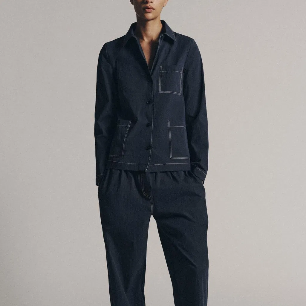 Женская рубашка с лацканами ZW Shirts Blue/Gray, ZARA, Blue/Gray — фото 4