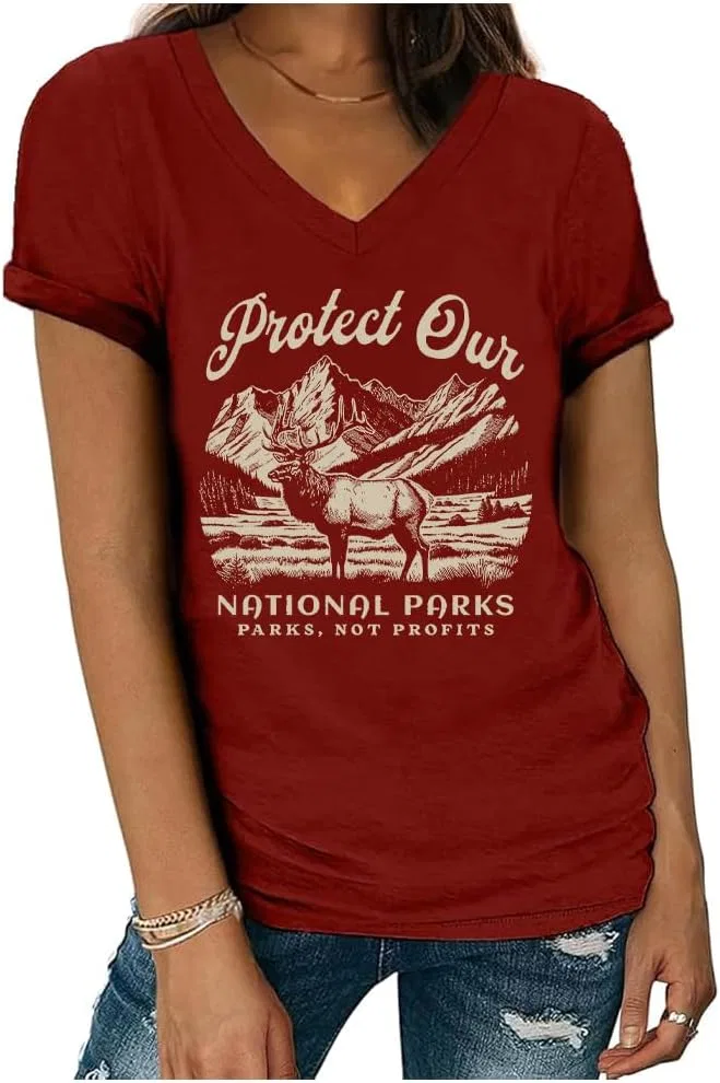 Футболка с принтом Protect Our National Parks, Claret