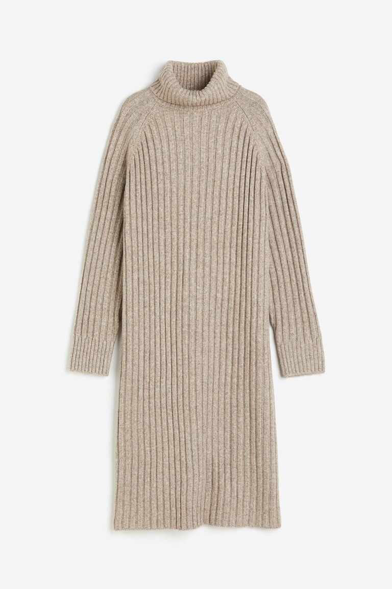 

Платье с воротником-водолазкой H&M, бежевый