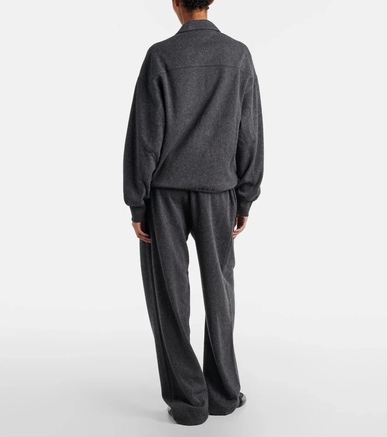 Широкие брюки из шерсти и кашемира Prada, серый — фото 3