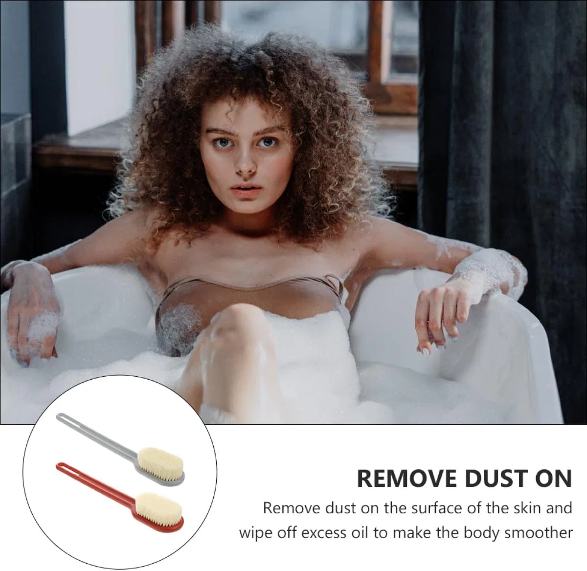 Щетка для тела с длинной ручкой Alipis, 2 шт, нейлон, пластик, 36 см, мультиколор — фото 3