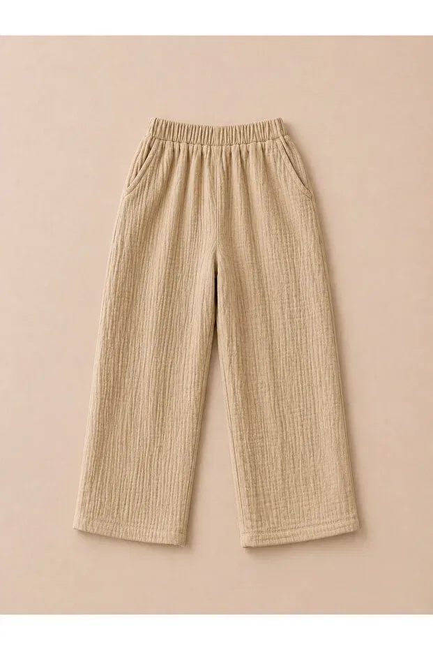 Детские штаны из муслина для девочек Oversize Nuno Touch, Beige