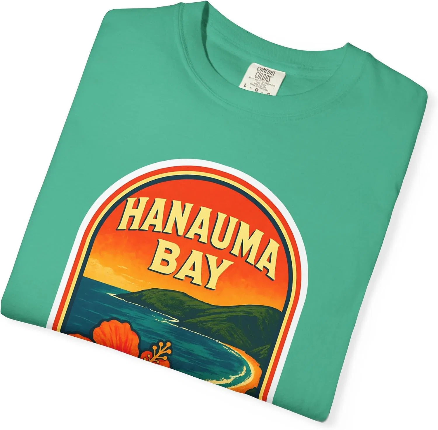Женская футболка с принтом Hanauma Bay, Comfort Colors, Island Green — фото 4