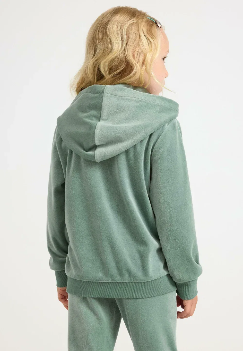 Велюровая толстовка на молнии Lindex, Light Dusty Green — фото 2