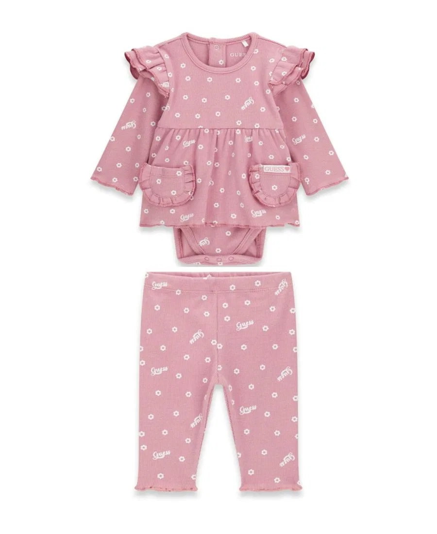 Комплект из боди и леггинсов с принтом GUESS, Pink