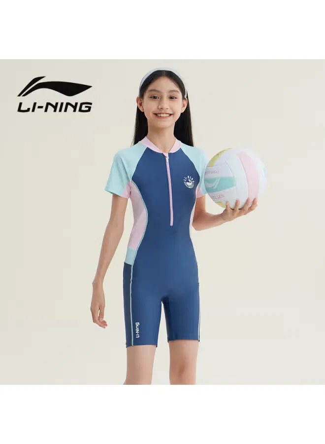 Купальник спортивный с коротким рукавом Li-Ning, синий