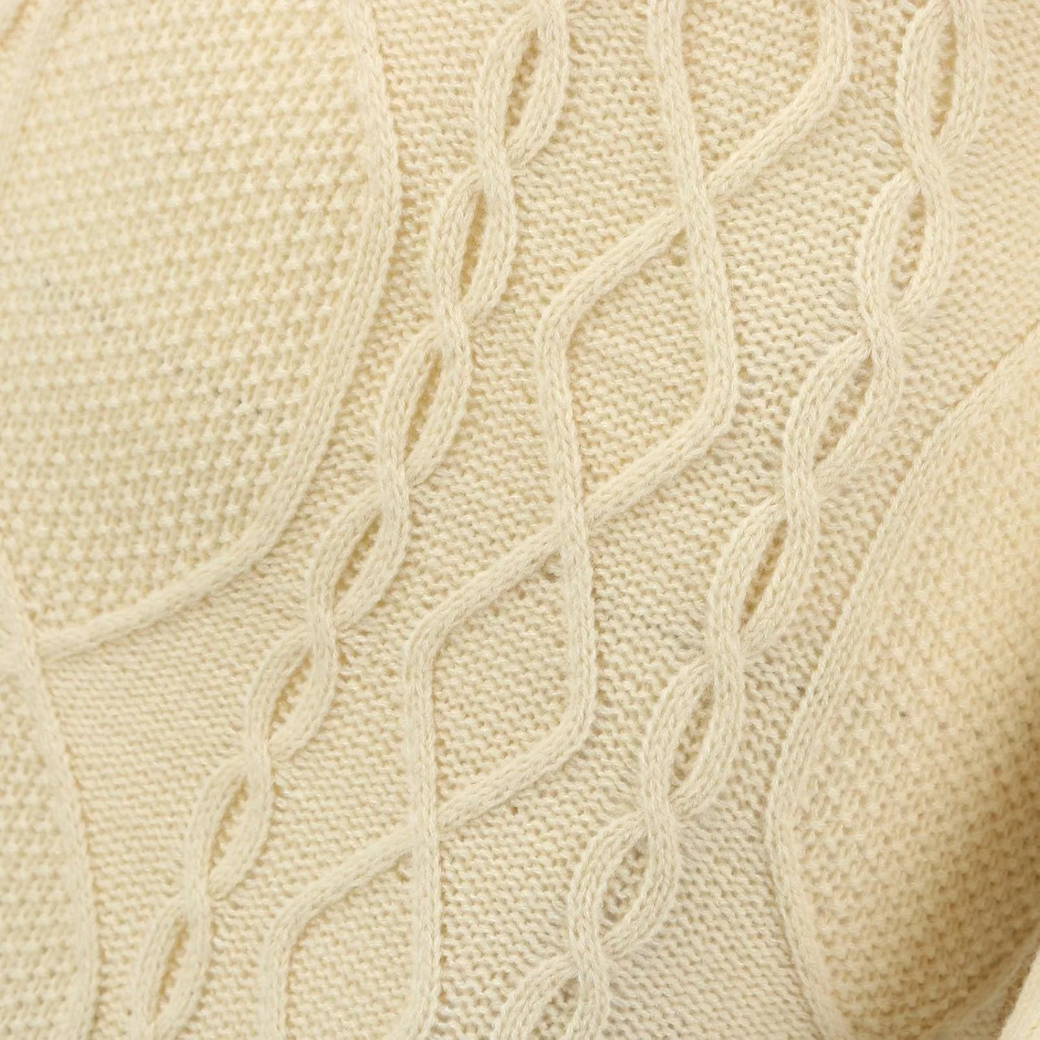 Женское вязаное платье с высоким воротом Basic, Beige — фото 3