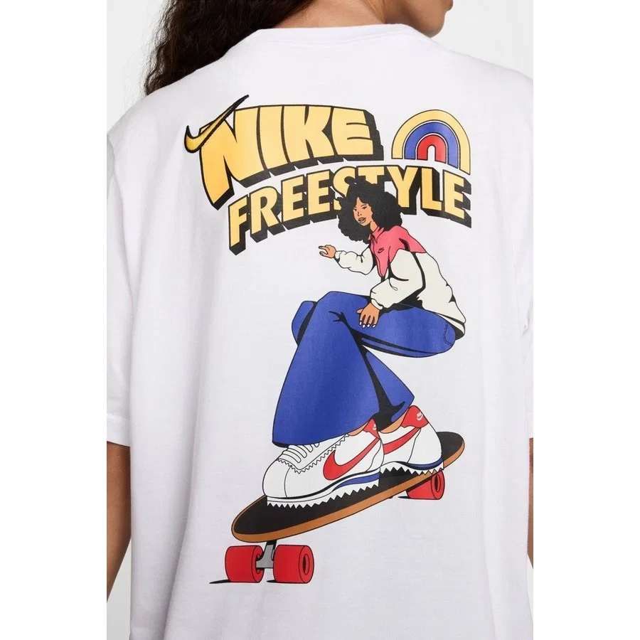 Женская футболка свободного кроя с графическим принтом на спине Sportswear Loose Fit Graphic Backprint Cotton T-Shirt Nike, Белый — фото 4