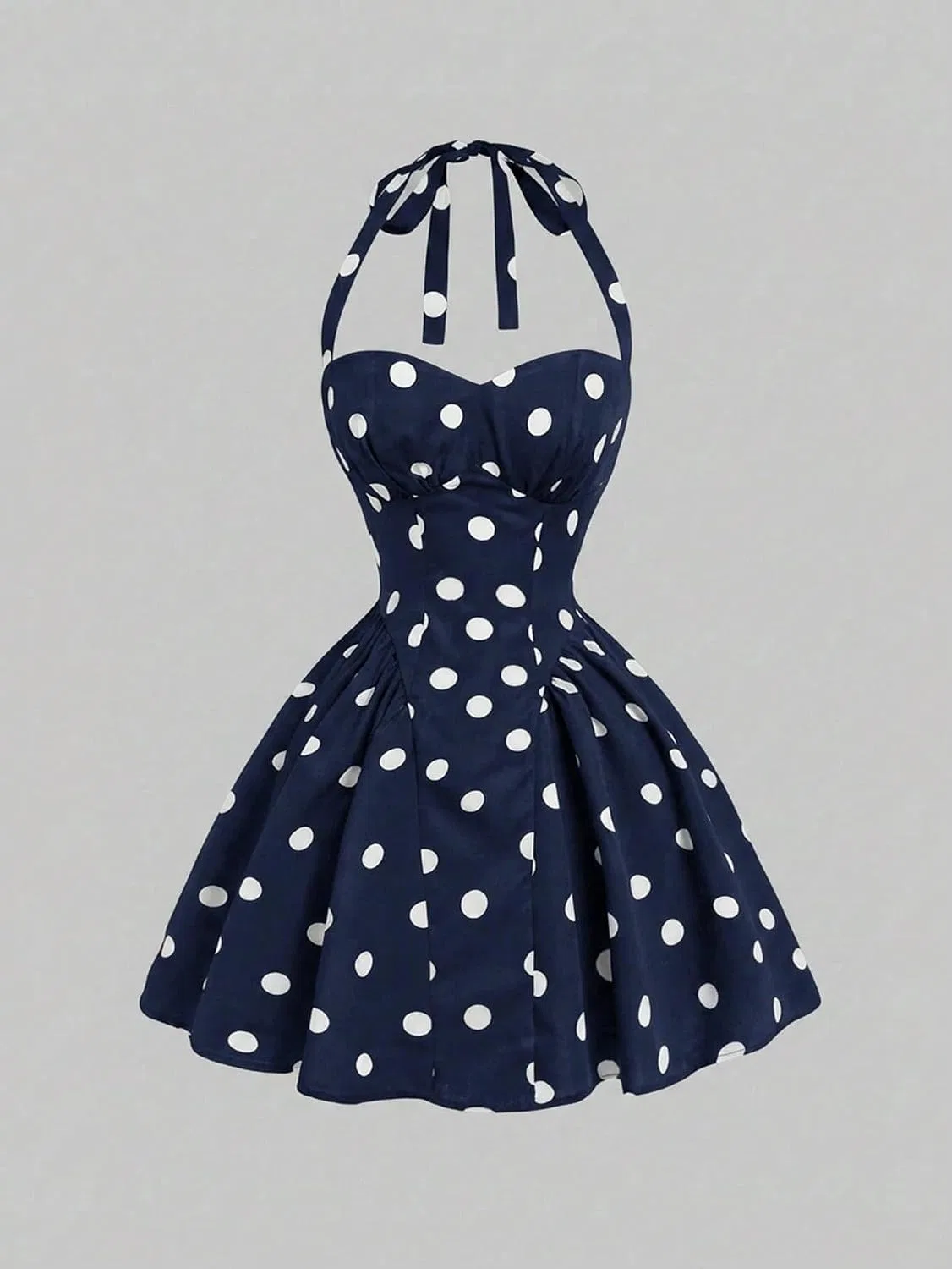 Женское повседневное платье миди с открытой спиной A-Line, Navy Blue — фото 2