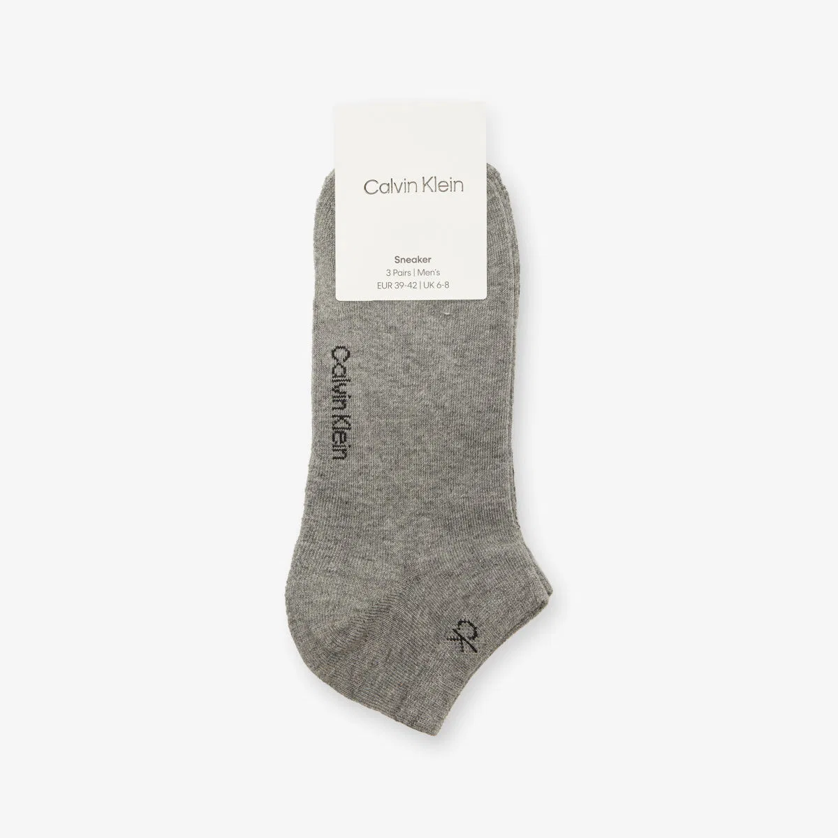 Комплект из трех пар эластичных хлопковых носков с логотипом Calvin Klein, серый