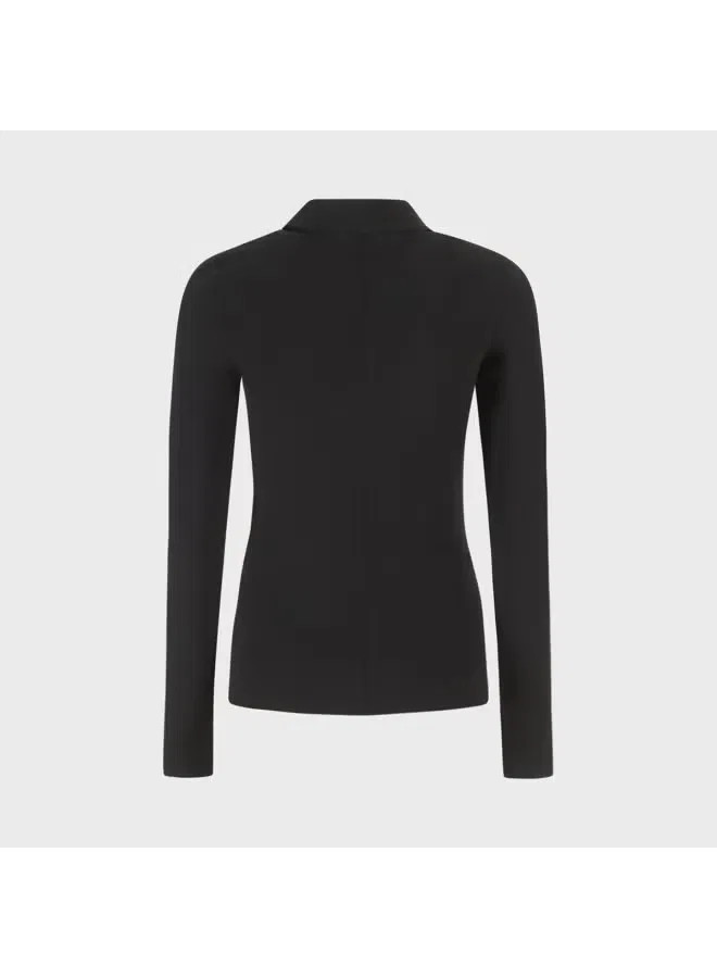 Блузка с длинным рукавом и застежкой-молнией Zara, черный — фото 3
