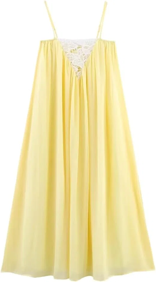 Женское пляжное платье с кружевными вставками, Yellow