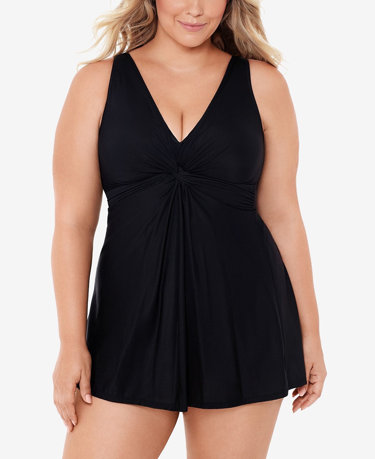 

Плюс размер marais allover-slimming swimdress с завязками спереди Miraclesuit, черный