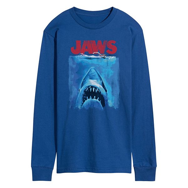 

Мужская футболка с длинным рукавом Jaws с принтом и эффектом поношенности Licensed Character, Royal Blue