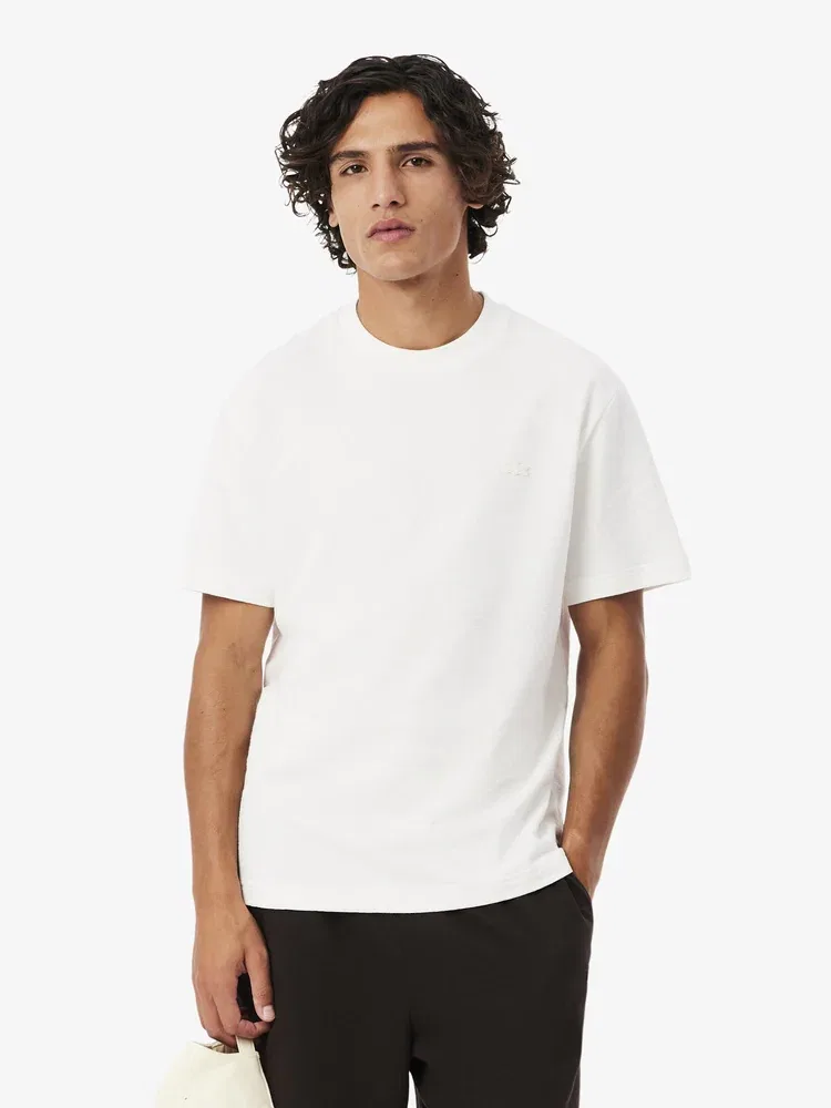Футболка с коротким рукавом, хлопковая, модель TH1979 LACOSTE, White