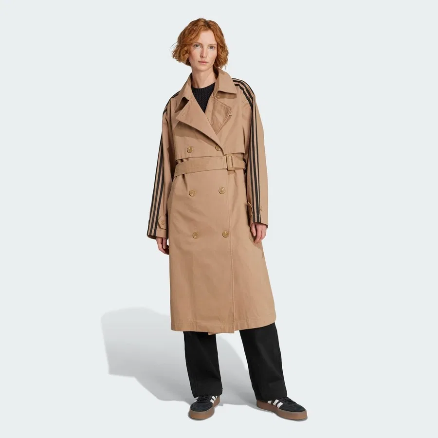 Тренчкот с длинным рукавом Adicolor Trench Coat Twill adidas, Коричневый