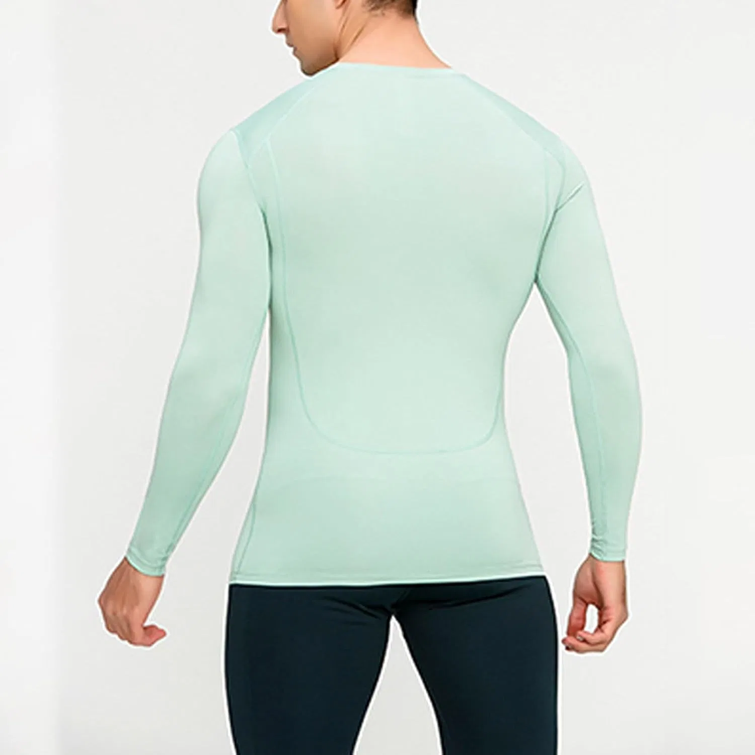 Мужская длинная футболка с круглым вырезом Slim Fit, Mint Green — фото 4