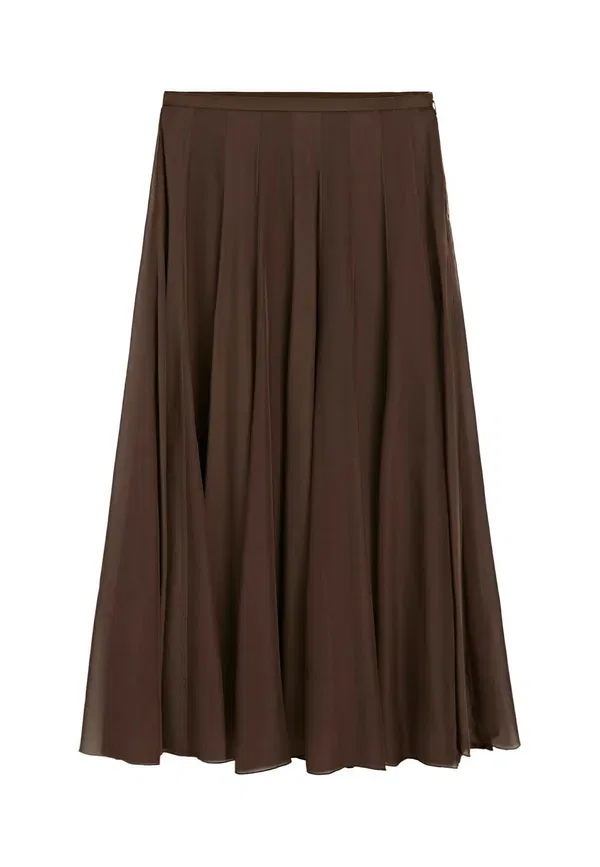 Юбка миди клеш Flowing flared midi skirt, Massimo Dotti, темно-коричневый Massimo Dutti