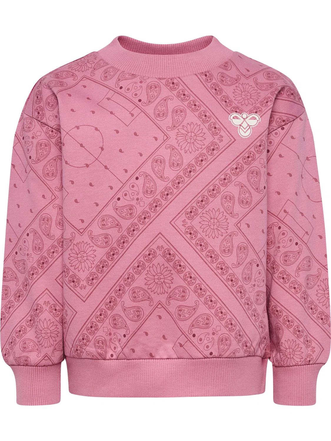 Детский свитшот с принтом Hmlmini Loose Paisley Aop Hummel, Rosa / Bonbonrosa / Hellrosa