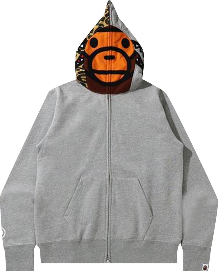 

Худи BAPE Milo Shark Full Zip Hoodie 'Grey', серый