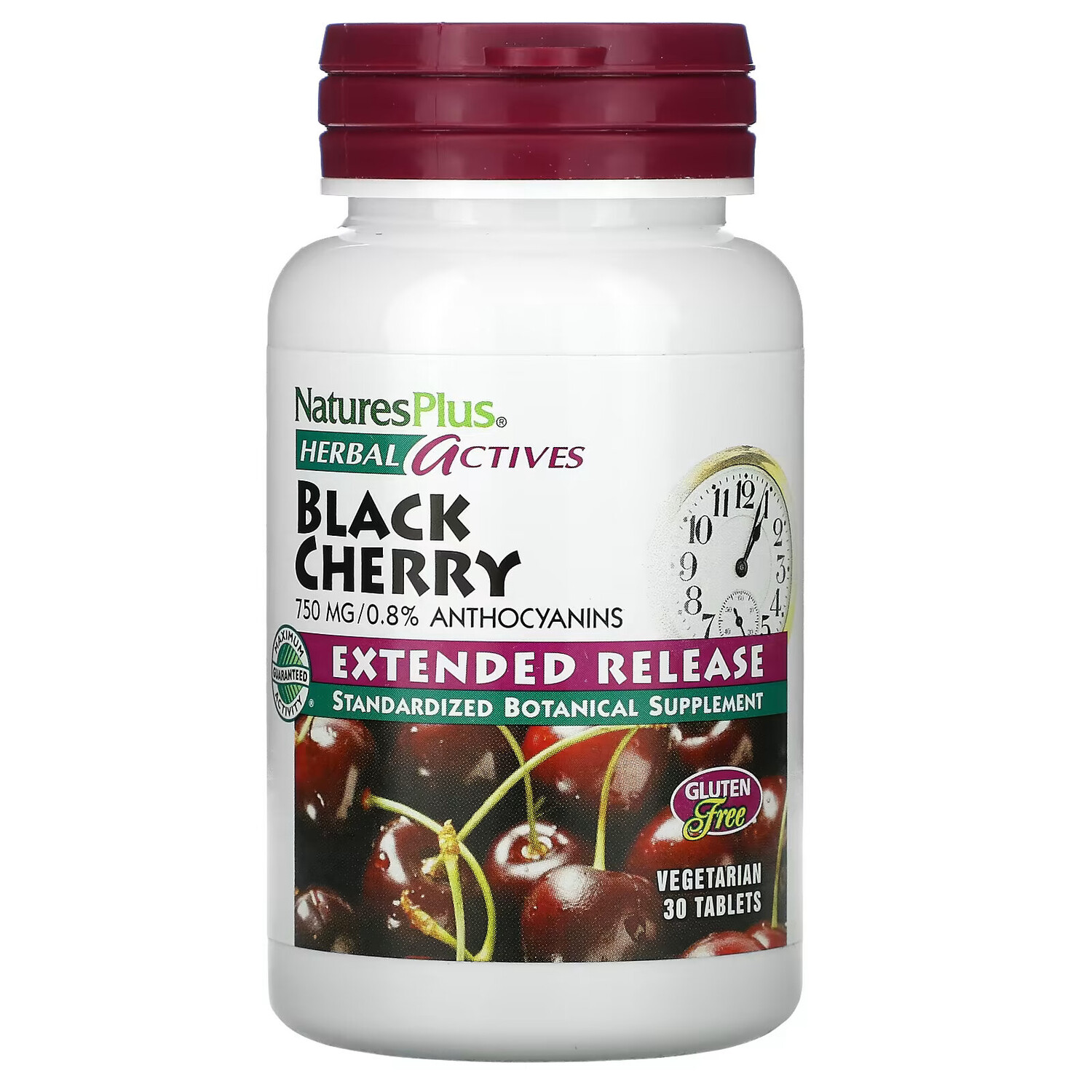 

NaturesPlus, Herbal Actives, вишня, 750 мг, 30 таблеток