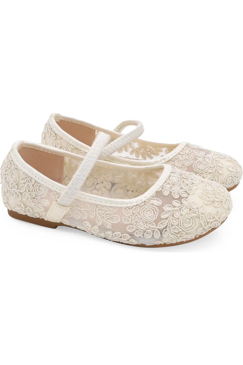 Детские балетки кружевные Pas Crochet Kailee P, Ivory