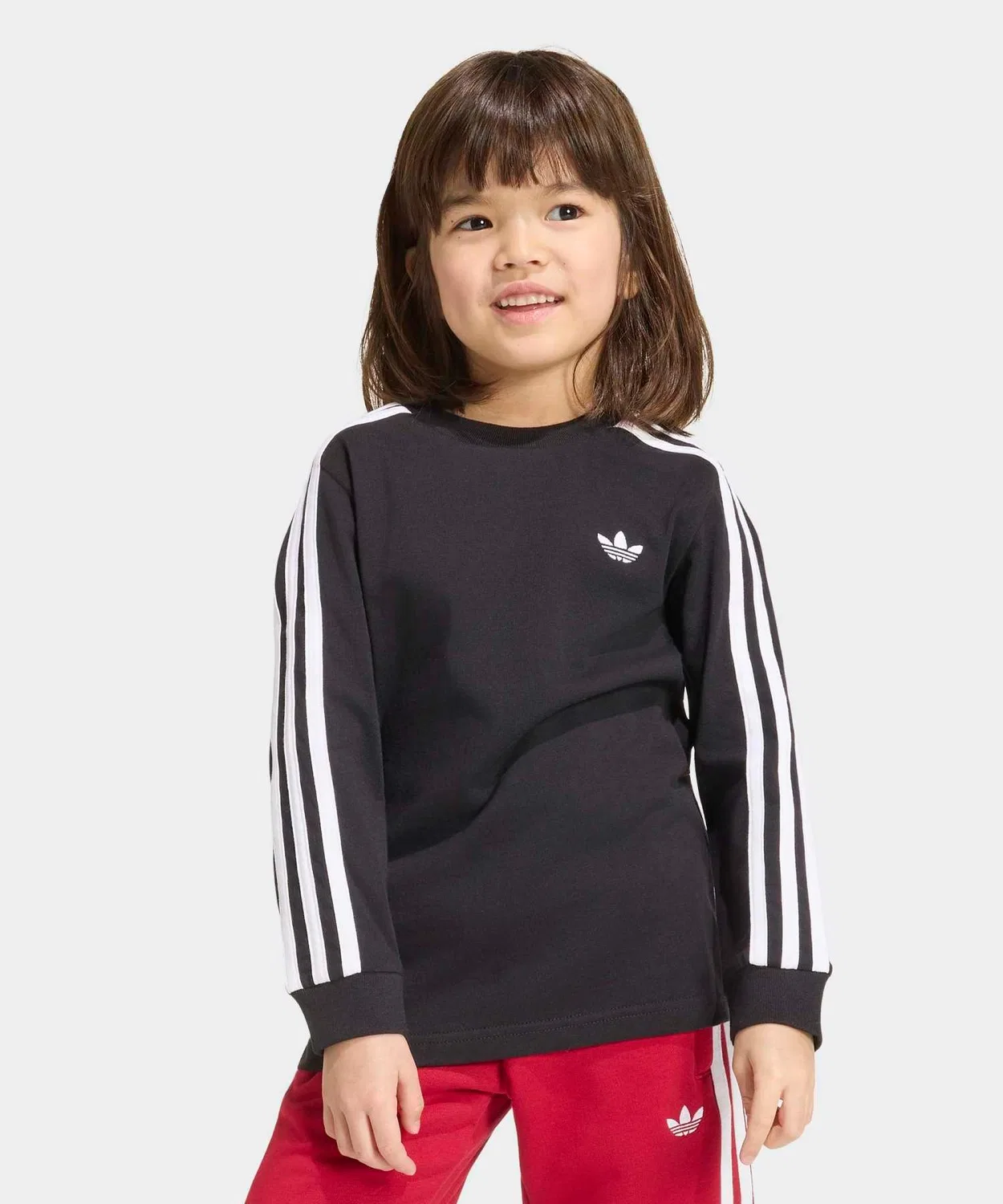 Детская футболка с длинным рукавом свободного кроя, с тремя полосками Adidas Originals, Black — фото 3