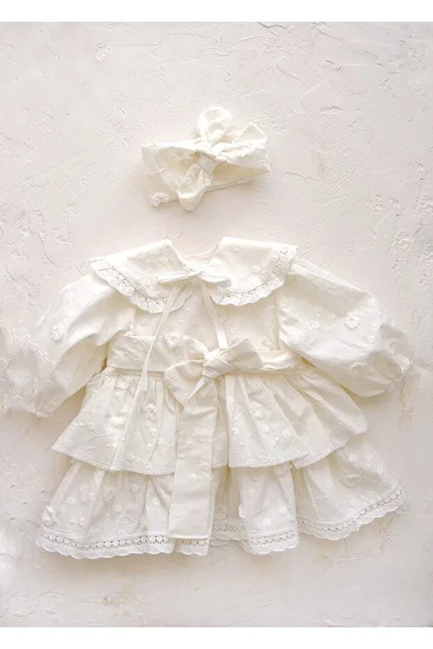 Детский комплект платьев с банданой и воротником Muukh Store, White — фото 4