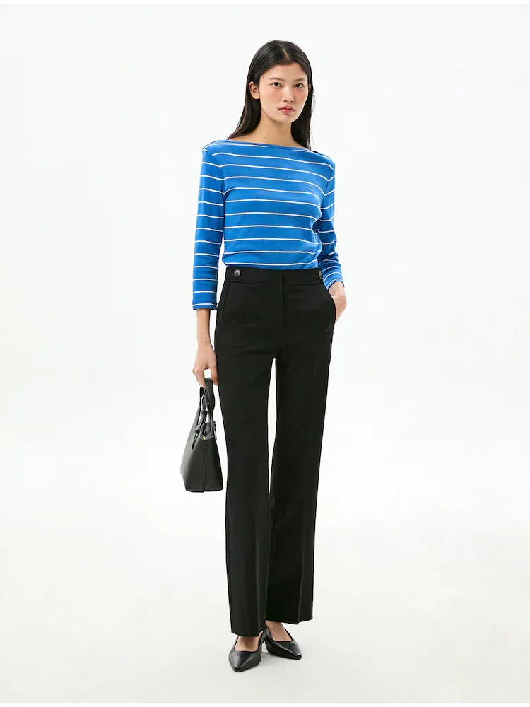 Брюки прямые из полиэстера TOMMY HILFIGER, Black