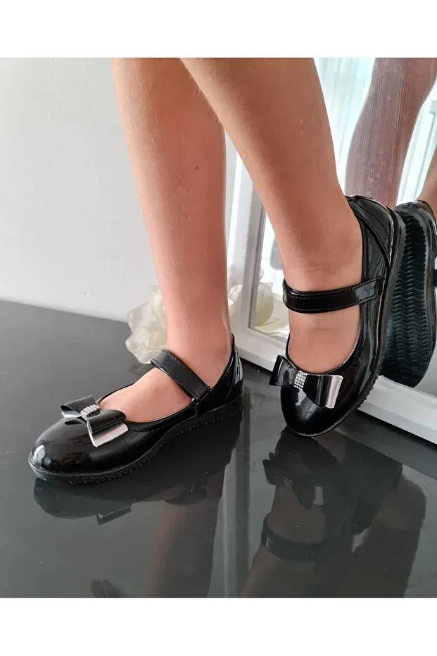 Детские балетки для девочек из искусственной кожи Morbella, Black — фото 2