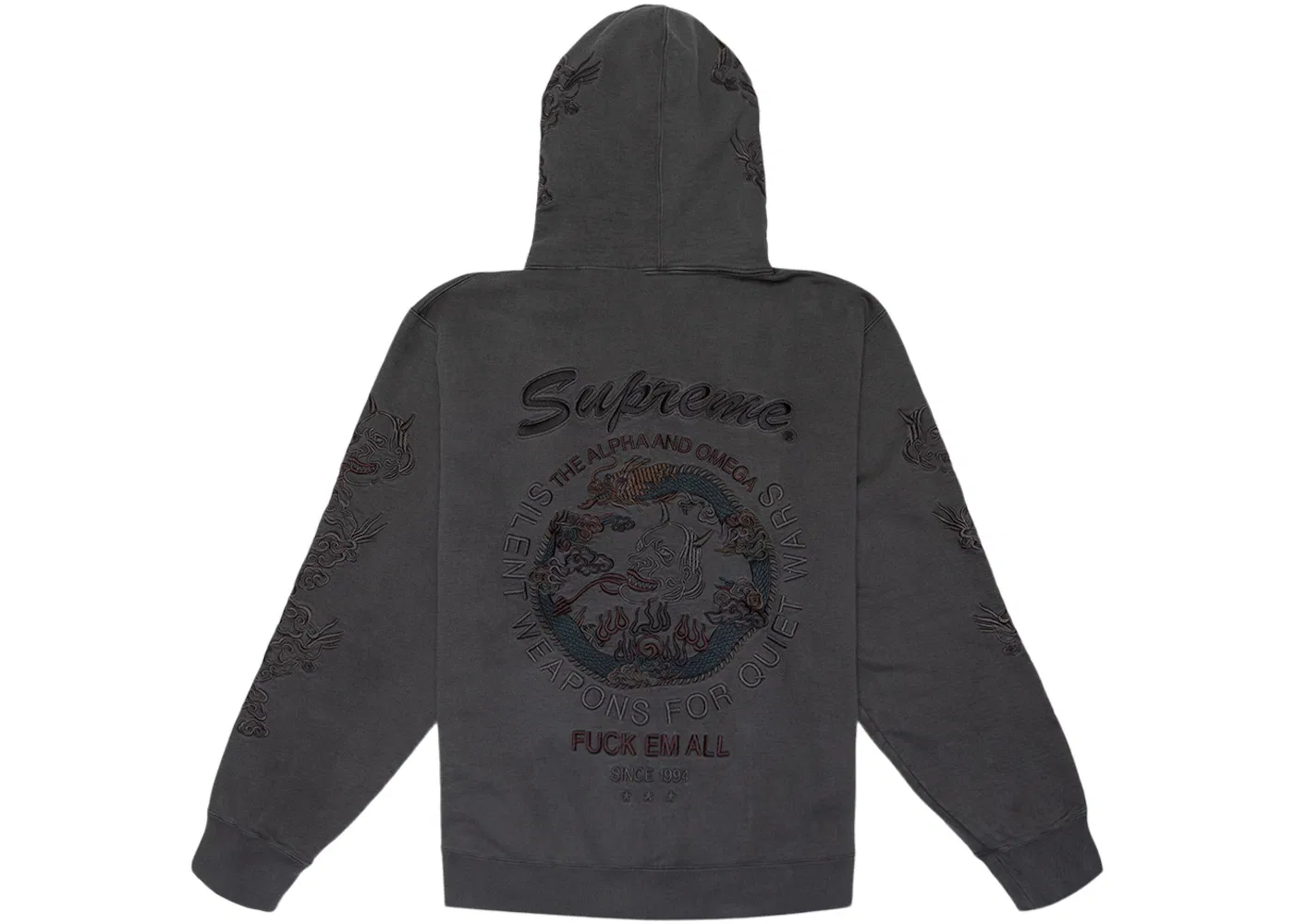Мужской худи с принтом Supreme Dragon Overdyed Hooded Sweatshirt Supreme, Black