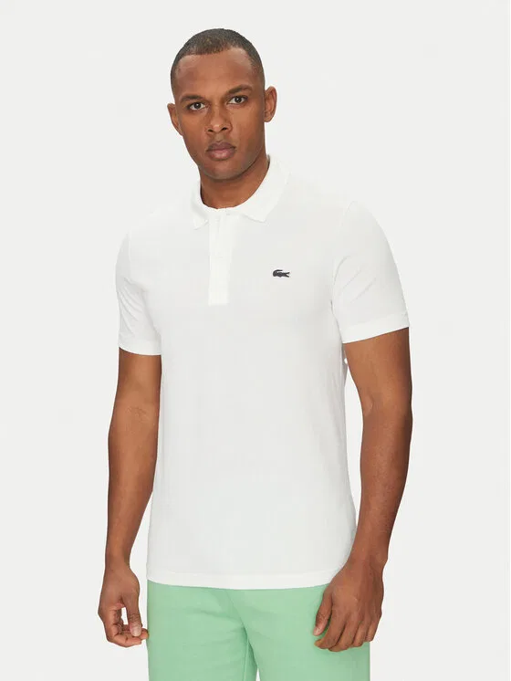 Поло Lacoste regular fit, мужское, однотонное, белый