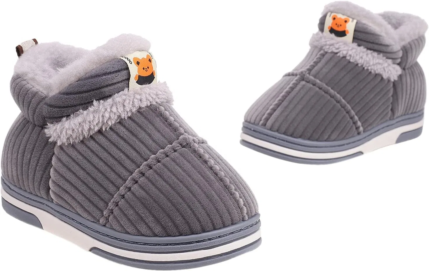 Детские зимние ботинки для мальчиков с принтом, модель Winter Cartoon Animal Snow Boots, Grey — фото 3